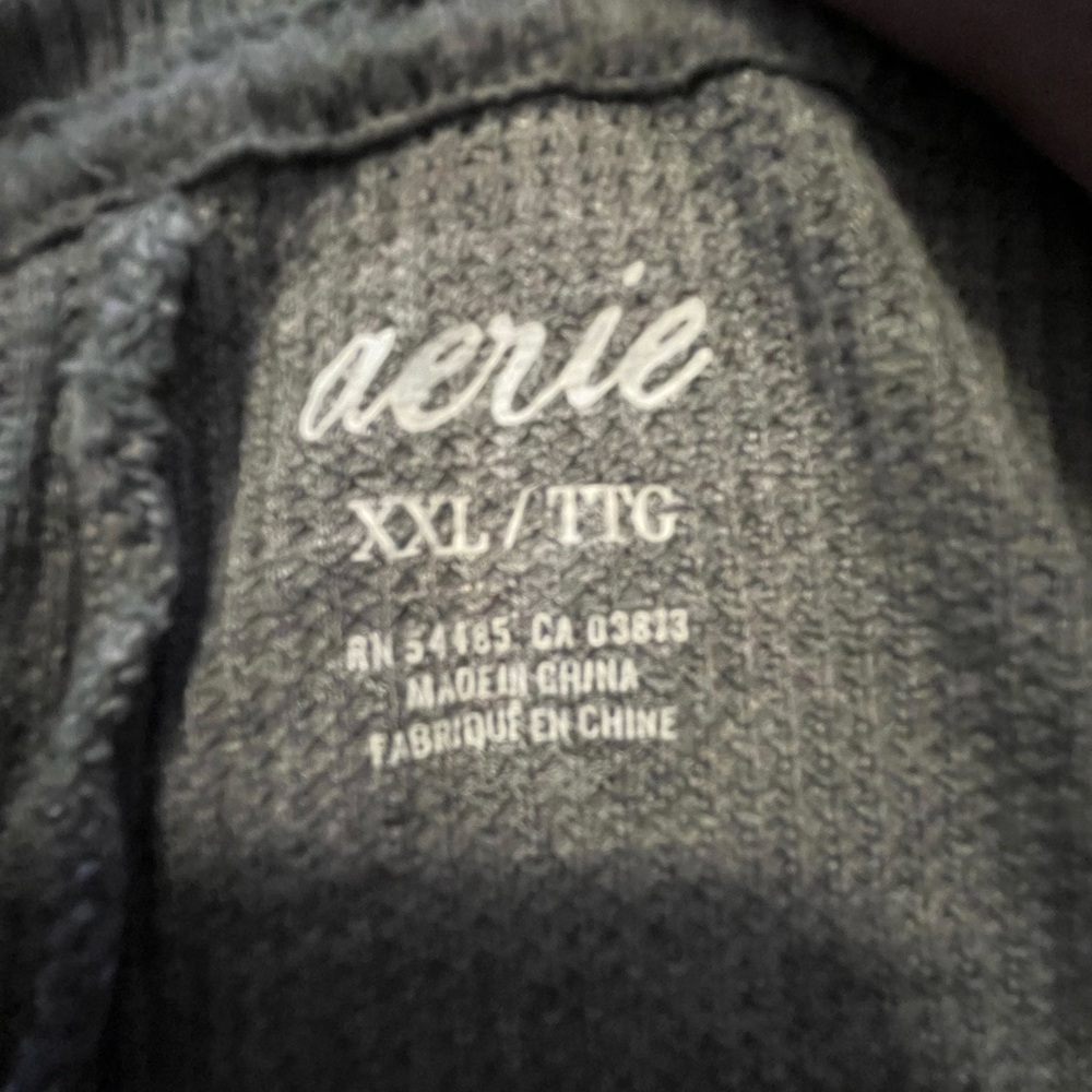 Aerie Gray Pajama Romper with “Wake Me Up When There Are Presents” Embroidery - Picture 8 of 10